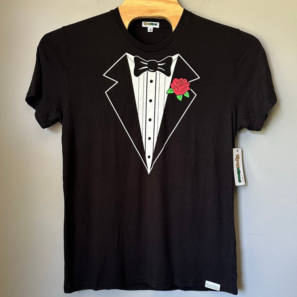 Tuxedo Tee Tipsy Elves T-Shirt New Red Rose Graphic Novelty XL